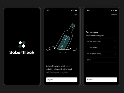 SoberTrack - Mobile App Onboarding app branding design ui ux