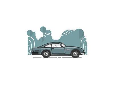 Aston Martin DB5 car illustration line