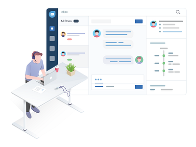 Contextual Information chat contextual freshchat illustration illustrator info isometric people