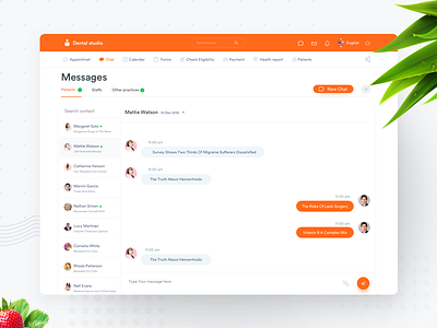 Dental app - Chat interface app chat clean dental dentist design johnyvino mobile search ui web