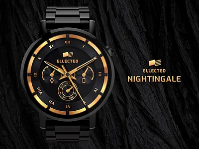 Ellected watch face 360 android black dial gold moto watch watchface wear