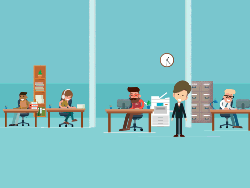 We work in the Office animation boss noise office table