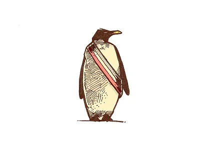 Mayor Penguin 2d animal drawing handmade illustration penguin