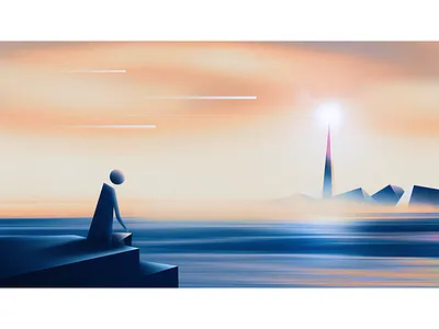 Last Light geometric gradients illustration light painting shapes wacom watchtower water