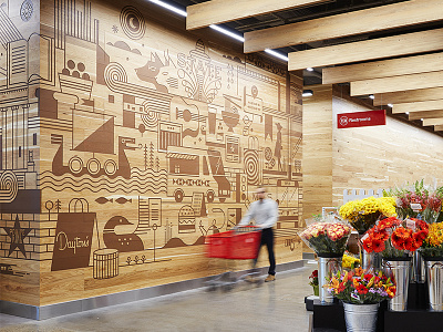 Target Mural illustration line art mural target