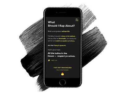 What Should I rap About hip hop mobile rap music responsive design ui web app