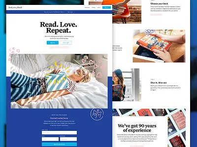 BOTM Homepage book of the month branding paper stacking web design