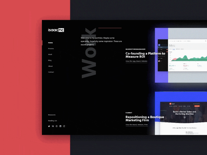 My Portfolio Work Page - Almost ready to launch! 🚀😱 layout load animation portfolio side nav split website