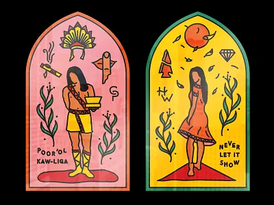 poor ol kaw-liga branding church custom design illustration lettering preacher stained glass typography