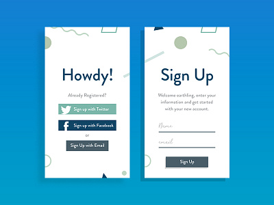 Sign Up app dailyui ios iphone login minimal onboarding register signup social ui ux