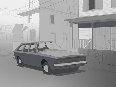 My Dad's Old Cars - 1972 AMC Hornet - In progress car illustration