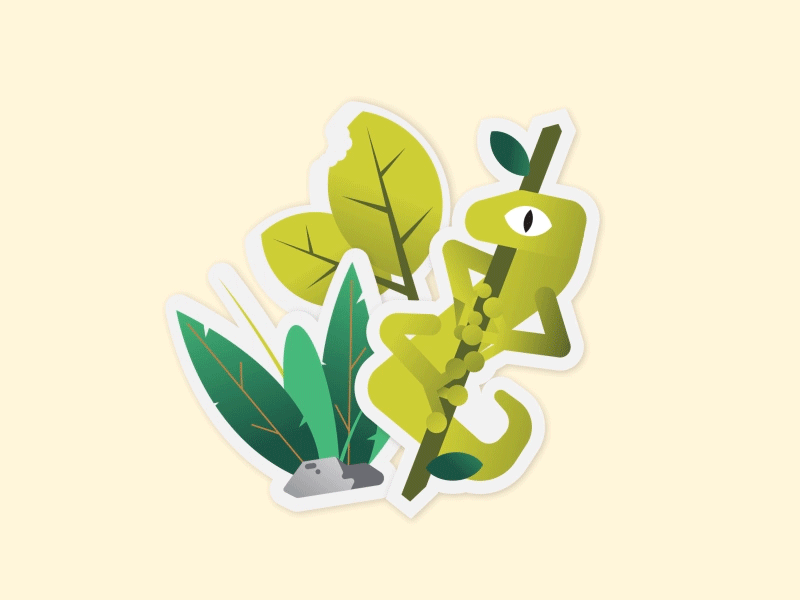 Stickers animation green illustration lizard motion nature plants stickers