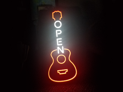 Open Neon guitar neon open open sign slim chickens