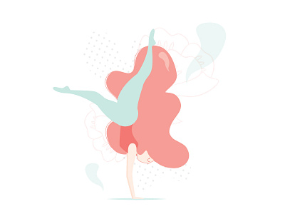 Friday Handstand! flowy friday girl hair handstand illustration