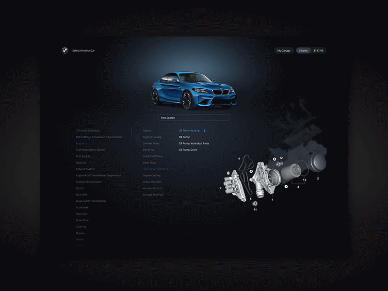 List Diagrams app bmw car diagrams list m2 ui ux web