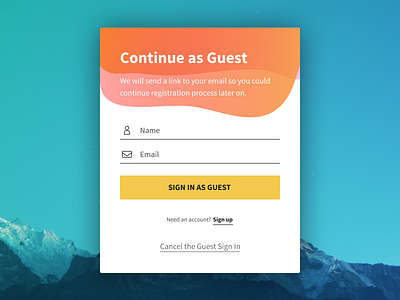 Guest Sign In with a nice flow android app ios platform sign in sign up web website