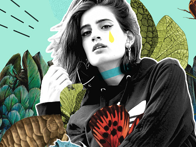 Salvaje alexias animal art collage flowers jungle lips model plants