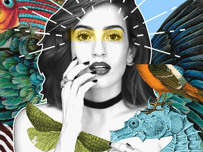 Salvaje alexias animal art collage flowers jungle lips model plants