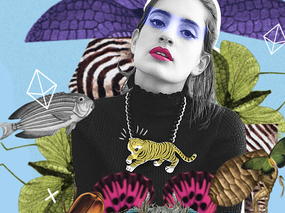 Salvaje alexias animal art collage flowers jungle lips model plants