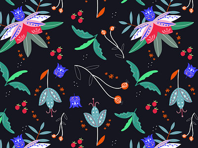 Pattern floral flowers fruit leaf pattern