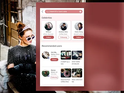 Find Friends UI coffee follow food friends recommended ui users