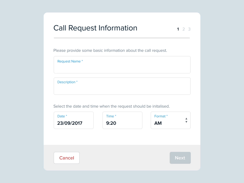 Call Request Form call form ui user experience user interface ux web app