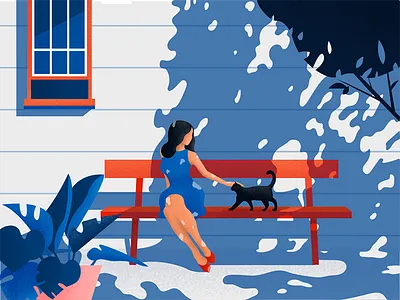 Missing Summer cat character editorial girl graphic illustration light material noise summer sun
