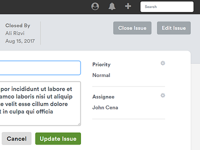 Other half of the issue view page. issue issue tracker project management.