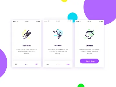 App_ Onboarding colors food interaction onboarding ui
