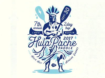 Hulapache Paddle canoe event hawaii hula illustration kayak logo native paddle race sports t shirt