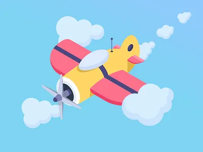 Plane - Isometric Illustration aeroplane air cloud fly flying illustration plane