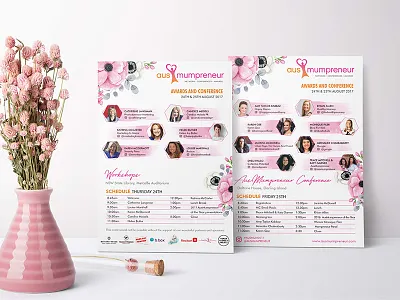 Program design brochure feminine design floral florals flyer graphic design program watercolor watercolour