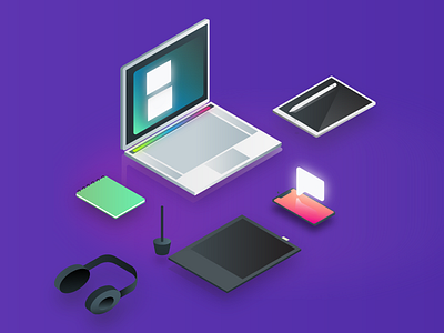 Design desk design isometric tools