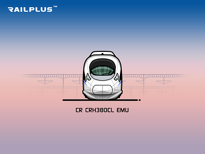 CR CRH380C blue illustration locomotive rail railway red train