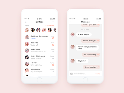 Chat app chat contacts ios list message mobile social ui