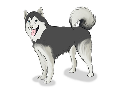 Dog Days of Fall, Day 3: Alaskan Malamute digital digital painting dog days of fall dogs illustration lines