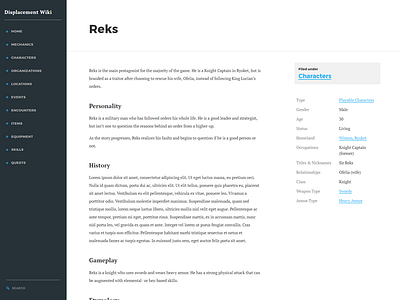 Displacement Wiki Preview ui design web design wiki