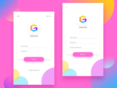 Hello Dribbble color game interface login sign up