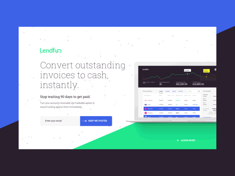 Lendflo (Pt.I) animation blockchain dashboard data design flat landing motion node page ui ux