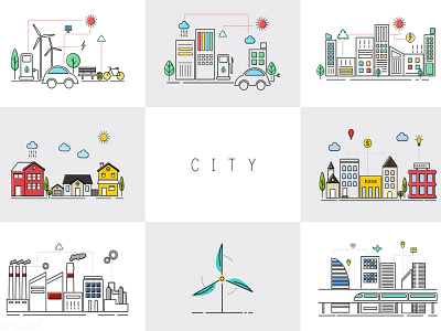 Free: City Vectors buildings free freebie houses illustration industrial metropolis metropolitan modern renewable energy vectors