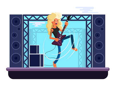 Lady Rockstar babe design flat geometrical girl guitarist illustration lady musician rockster vector