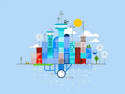 Style Frame IBM Smart City 2d design board explainer video flat illustration illustrator motion design school of motion styleframe