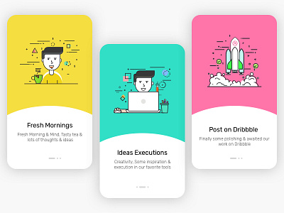 Pratice-Experiment-shot colourful on boardings uiux visual design walkthrough