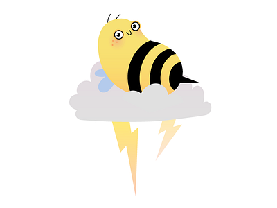 Good morning bee character clouds design flat funny graphic illustration incects lightning mytsak weather