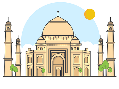 Tajmahal art cartoon flat historicplace icon illustration indialandmark material sketch tajmahal vector