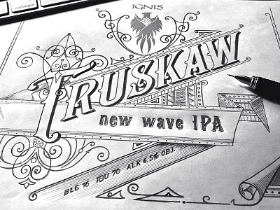 Browar IGNIS - Handlettered Polish craft beer label beer bydgoszcz craft design gafika handlettering label mikstura morawski poland typografia typography