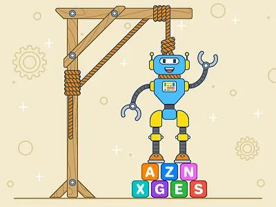 Le Pendu gallows game illustration robot rope vector