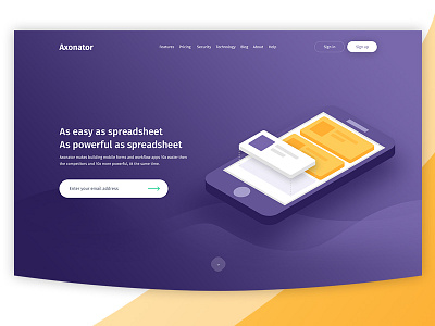 Axonator Landing page app flat flat design graph homepage icons logo search ui ux web white