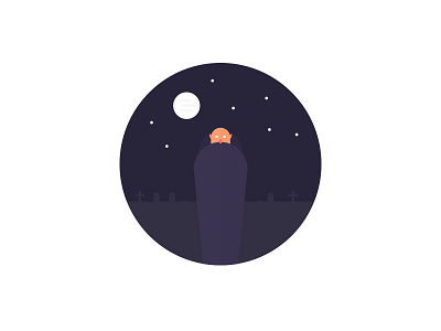 Day 97 - Bite bite challenge daily dark dracula evil grave illustration moon stars vampire