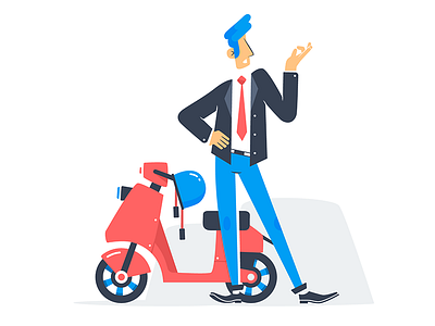 Italian Gentleman 2d illustration character design scooter